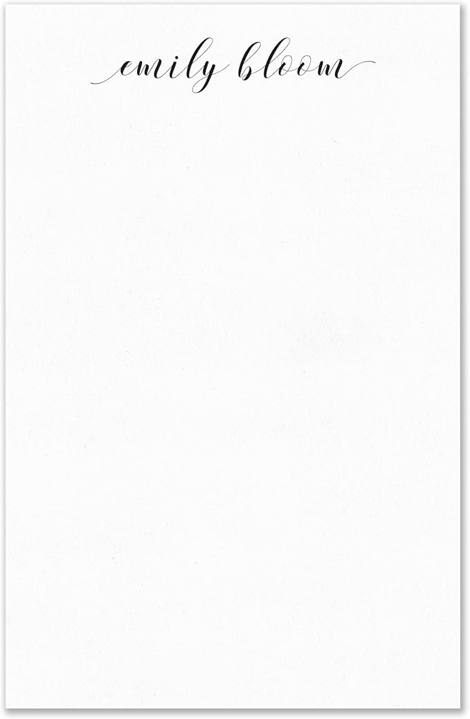 Personalized Notepad Stationery with Name in Lowercase Font, Available in 4 Sizes, Lined or Unlined in Choice of Colors, Note Pad Memo To Do List Pad (Font Style #8)