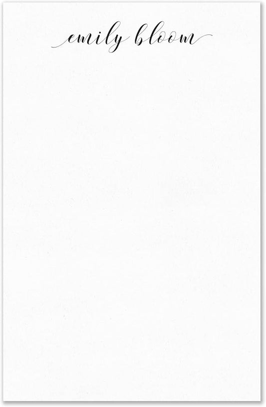 Personalized Notepad Stationery with Name in Lowercase Font, Available in 4 Sizes, Lined or Unlined in Choice of Colors, Note Pad Memo To Do List Pad (Font Style #8)