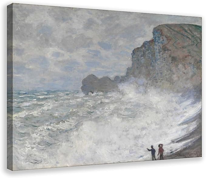 CFIOZYOS 40+ Monet Famous Print Posters Rough Weather at Étretat by Claude Monet Impressionism Canvas Poster Bedroom Decor Print Sports Landscape Office Room Decor Gift Frame 20×30inch(50×75cm)