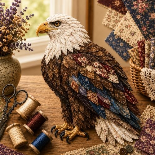 3D Patchwork Bird DIY Craft Kit, Home Wall Decor Gift, Stress Relief, Creative Handmade Art, Bird Design, Colorful, Delicate, Easy for Beginners, Unique Gift for Adults(Eagle) by Unknown
