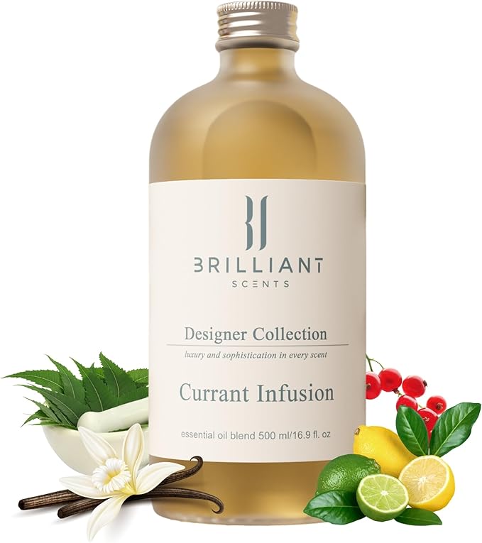 Brilliant Scents Currant Infusion Fragrance Oil 200ml - Premium Diffuser Oil for Home, Office, Hotels - Long Lasting, Plant-Based, Meets IFRA Standards, USA-Made - Red Currant, Citrus, Vanilla