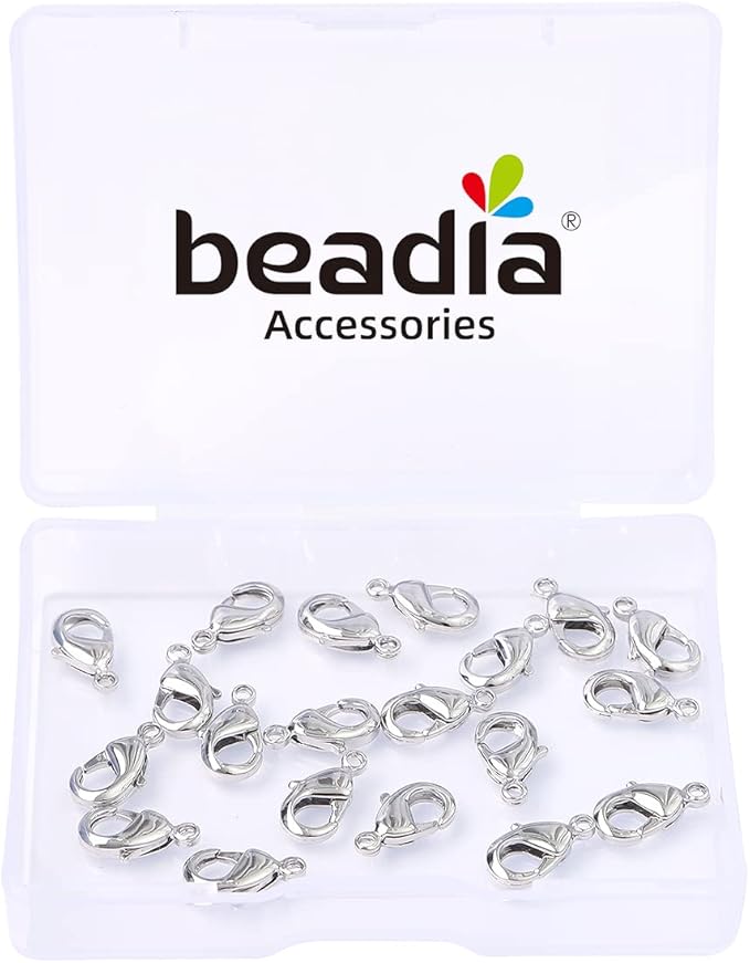Platinum Plated Lobster Clasps Non Tarnish 12mm 20pcs for Jewelry Making Findings