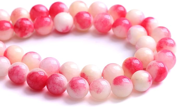 120PCS 6MM Pink Tourmaline Jade 2 Strands Stone Beads for Jewelry Making DIY Bracelet Necklace