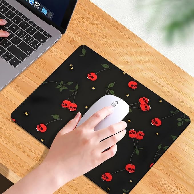 Sweet Revenge Cherry Skulls Texture Mouse pad, Square Waterproof and Anti Slip Mouse pad for Office laptops