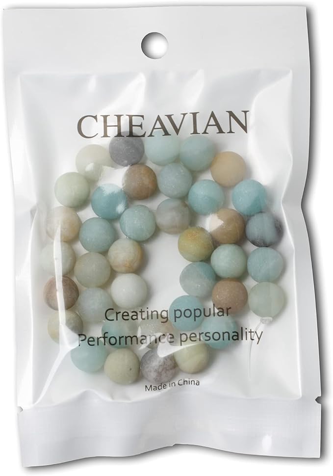 35PCS 10mm Natural Colorful Frosted Amazonite Gemstone Round Loose Beads Stone Beads for Jewelry Making DIY 1 Strand 15"
