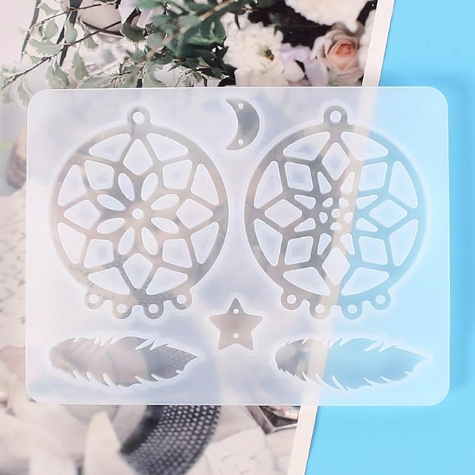SHERCHPRY 66pcs Dream Catcher Resin Mold Silicone Kit for DIY Epoxy Keychain Casting, Craft Jewelry Making Supplies for Beginners and Hobbyists