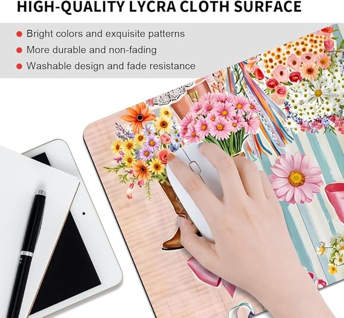 Pink Bow Ribbon Flower Boots Texture Mouse pad, Square Waterproof and Anti Slip Mouse pad for Office laptops