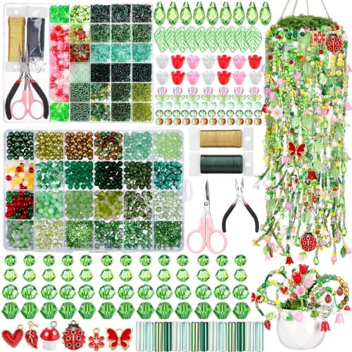 XunYee 8569 Pcs Beaded Plant Kit, Forever Plant Bead Kit, Green A, Novelty by XunYee