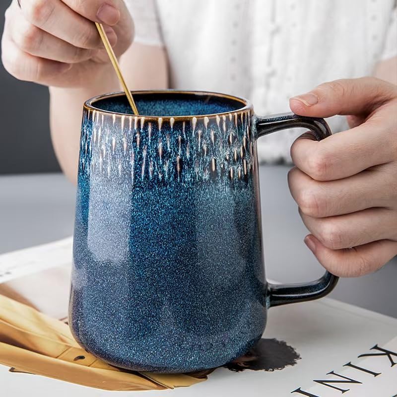 24 OZ, Large Ceramics Coffee Mugs with Handle, Extra Large Tea and Coffee Cup for Office and Home，Microwave and Dishwasher Safe,For Gift and Present(Starry Night Blue) - Image 4