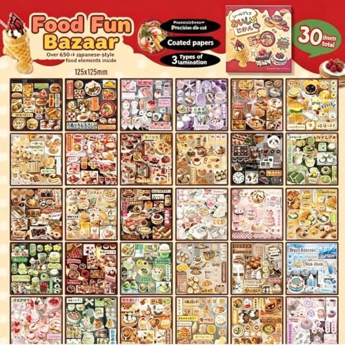 Alideco 30pcs Scrapbook Stickers Vintage Gourmet Desserts Sticker Book for Adults Sticker journaling Stickers for Scrapbooking (shiquxiaoguan) - Image 2
