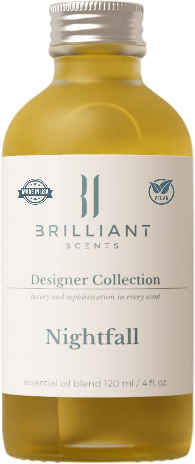 Brilliant Scents Nightfall Fragrance Oil 120ml - Premium Diffuser Oil for Home, Office, Hotels - Long Lasting, Plant-Based, Meets IFRA Standards, USA-Made - Tobacco, Clove, Vanilla