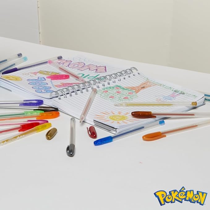 Innovative Designs Pokemon Gel Pens Set for Kids, 24 Pack with Glitter Gel Pens, Cute Pens for Girls and Boys