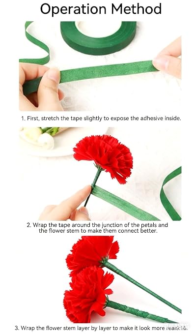 6 Rolls Floral Tape, 0.472 in Wide Flower Tape,Plant Tape/Bouquet Accessories/Floral Tape for Fresh Flowers/Green Washi Tape/Stretching Adhesive for Flower Arrangements Supplies,Stretching to 1181 in