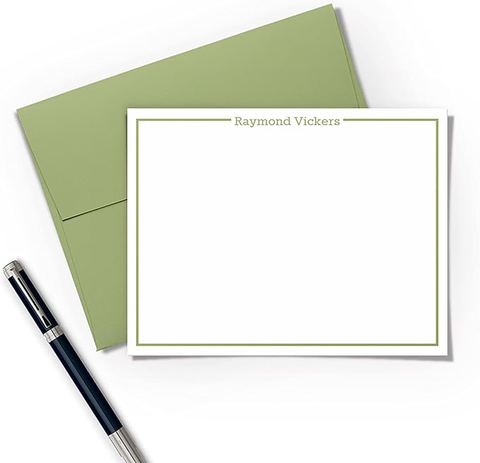 Personalized Stationery Note Cards and Envelopes for men - Custom Flat Note Cards Stationery Set - Choose Ink and Envelope Colors