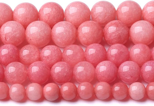 75PCS 10MM Natural Stone Pink Jade Beads Rhodochrosite Chalcedony Beads for Jewelry Making DIY Bracelet 2 Strands