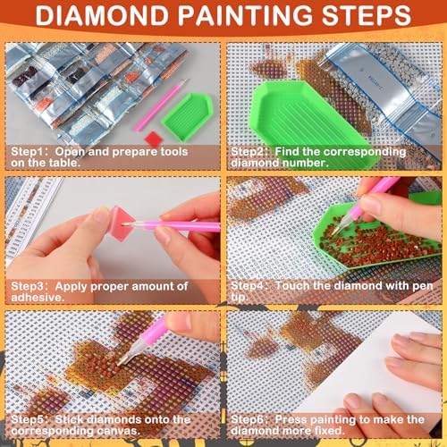 Chunful 6 Pcs Halloween Ghosts Diamond Painting Kits for Adults,10 x 11.8'' - Image 3