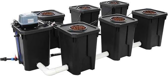 Hydroponics Growing System with Top Drip Kit, 7 Gallon Deep Water Culture Bucket System with 24W Air Pump, Recirculating Drip Garden System for Growing Plants Flowers Vegetables Fruits