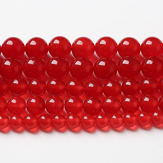 90pcs 4mm Natural Red Jade Chalcedony Beads Round Loose Gemstone Crystal Energy Healing Power Stone Beads for Jewelry Making DIY Bracelet (4mm, Red Jade)