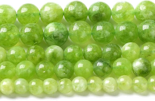 36pcs 10mm Natural Peridot Green Lace Jades Beads Round Loose Spacer Beads for Jewelry Making DIY Bracelets Crystal Energy Healing Power Stone 15 Inch(10mm, Green Peridot Jade)