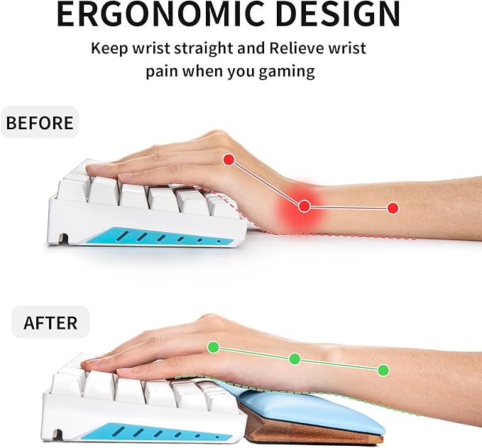 COLORCORAL PU Leather Memory Foam Wrist Rest for Computer Keyboard Ergonomic Wrist Support Pad with Anti-Slip Rubber Base for Typing Pain Relief