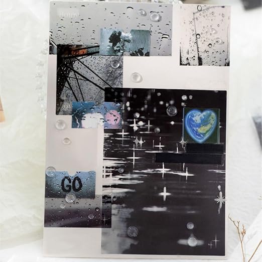 4 Rolls Washi Tape Set Dark Cloudy Rainy Day Landscape Scrapbook Tape Pretty PET Tape Stickers for Journaling Junk Journal Decorative Tapes for Crafts, Vintage Washi Stickers Scrapbooking Supplies