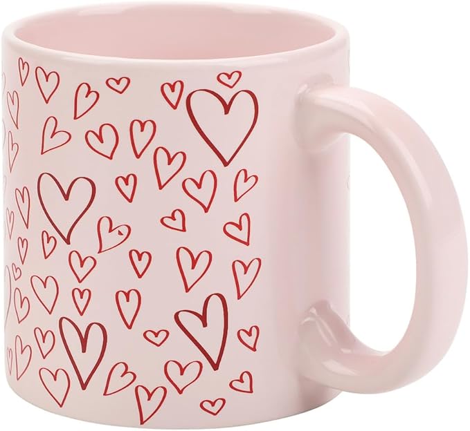 Bioworld Hearts Pink 16 Oz Ceramic Mug