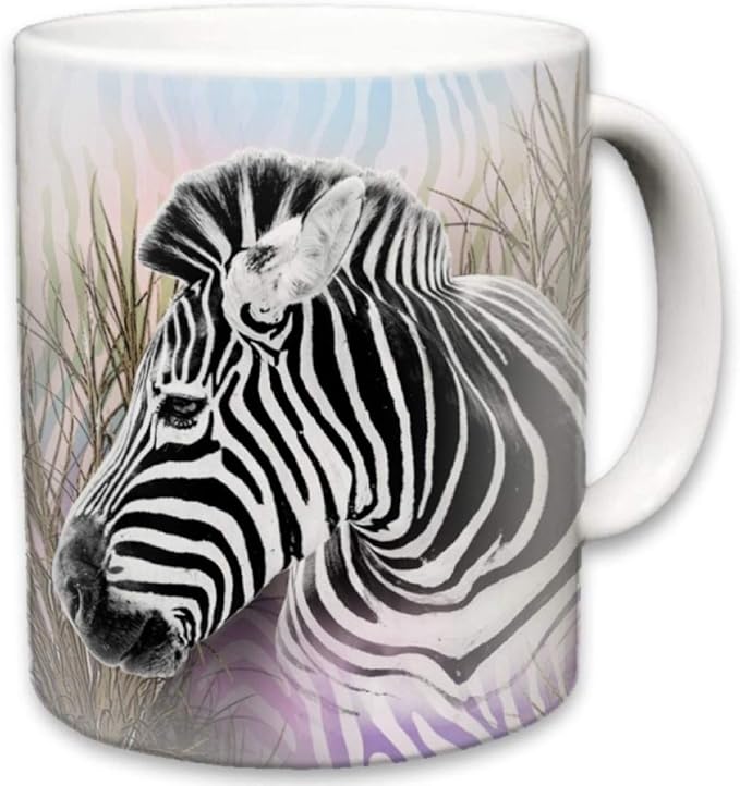 Zebra Mug | Cute Animal Ceramic Travel Mugs | Coffee Lovers Cup | Zebras Design | Great Novelty Gift | Decorative Home Kitchen Drinkwear | Multi Color | 11 Fl. Oz