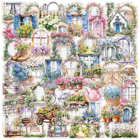 50PCS Garden Stickers Aesthetic PET Sticker Garden Flower wall Decal Waterproof Decorative Decals for Scrapbook DIY Crafts Album Bullet Journal Planner Water Bottles Laptop Phone (Garden Sticker) by Unknown