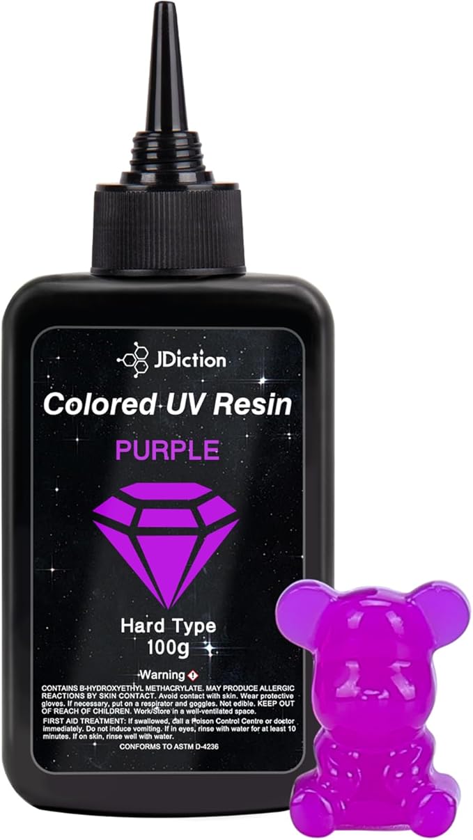 JDiction UV Resin Purple, 100g Colored UV Resin Odorless and Hard UV Resin Kit for Jewelry Making, Colored Resin Casting and Coating, Crafts and Decoration