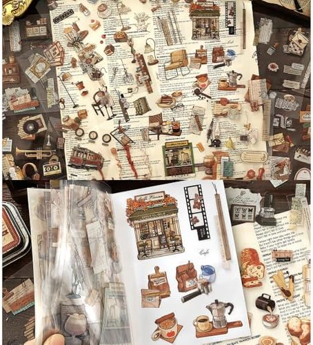 2 Sets 40 Sheets Stickers for Scrapbooking, Self-Adhesive Scrapbook Stickers Supplies Journal,Plants Flowers Vintage Aesthetic Sticker Art Diary Card Craft Gifts Notebook,Autumn&City - Image 5
