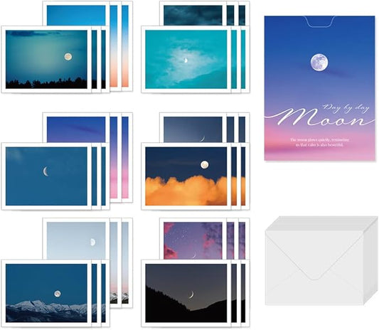 Monolike Day by Day Card, 105 Moon - Mix 48 Mini Single cards, 24 envelopes Package