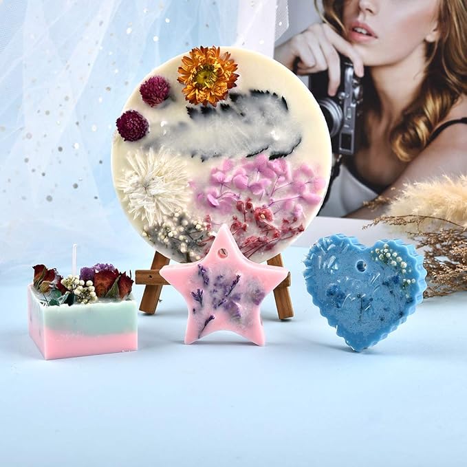DALARAN Dried Pressed Flowers for Soap Candle Making and Resin Jewelry Making Pressed Leaves (Purple Blue Set)