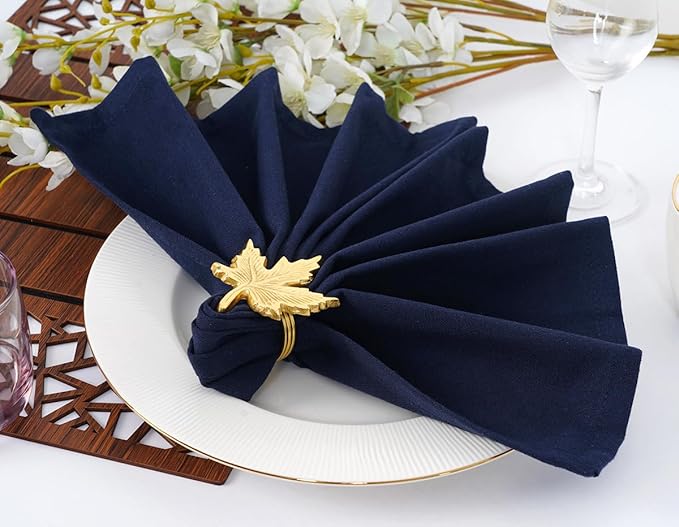 Blue Needles Solid Cloth Napkins Set of 12 Navy Blue 100% Cotton Dinner Napkins 18x18 inches - Soft, Reusable, Absorbent & Washable Linen, Ideal for Christmas Events, Parties & Everyday Use
