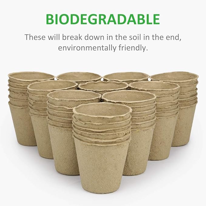 GROWNEER 120 Packs 3 Inch Peat Pots Plant Starters for Seedling with 15 Pcs Plant Labels, Biodegradable Herb Seed Starter Pots Kits, Garden Germination Nursery Pot