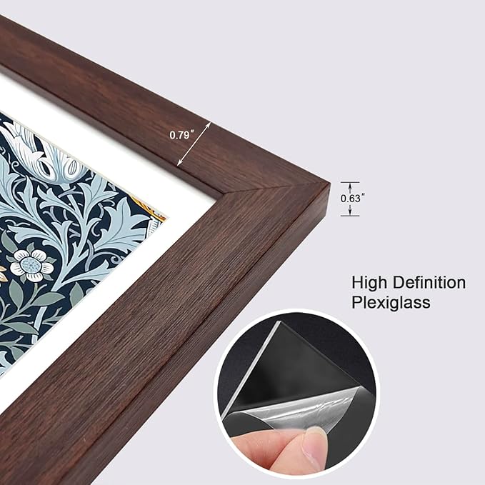 8x10 Picture Frame Set of 9 for Pictures 5x7 with Mat or 8x10 Without Mat, Wall or Tabletop Gallery Photo Frames Walnut