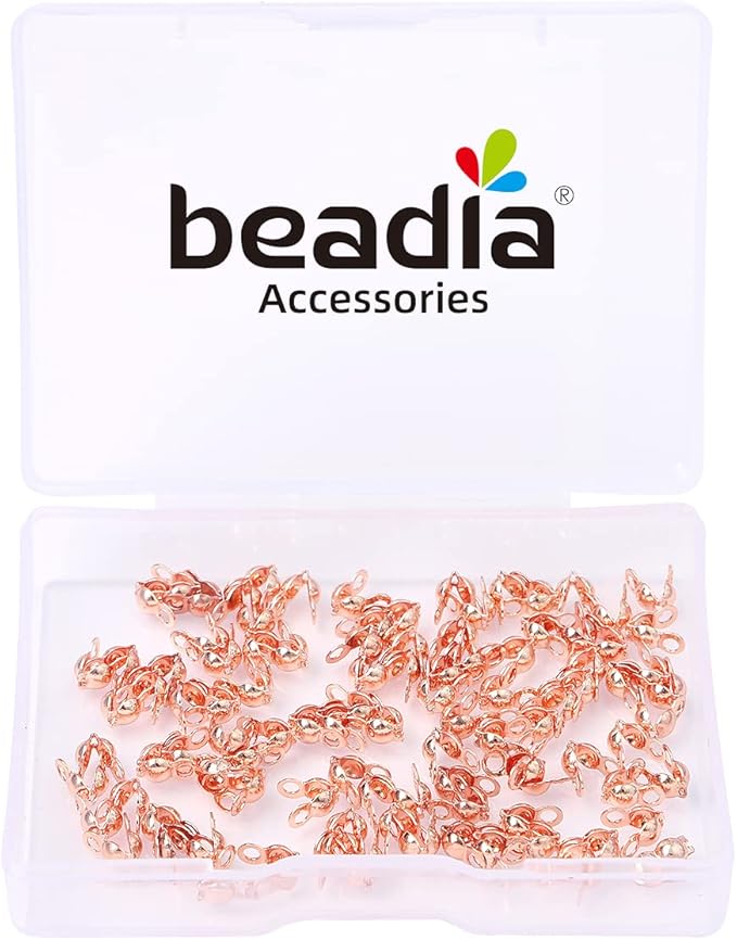 Rose Gold Plated End Caps Non Tarnish 3x6mm 200pcs for Jewelry Making Findings