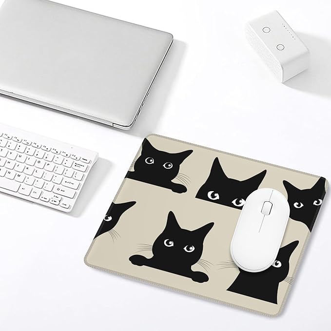 Mouse Pad, Cute Funny Black Cats Mouse Pads for Desk,Waterproof Anti-Slip Rubber Gaming Mouse pad with Stitched Edges for Gaming Office Laptop Computer Men Women