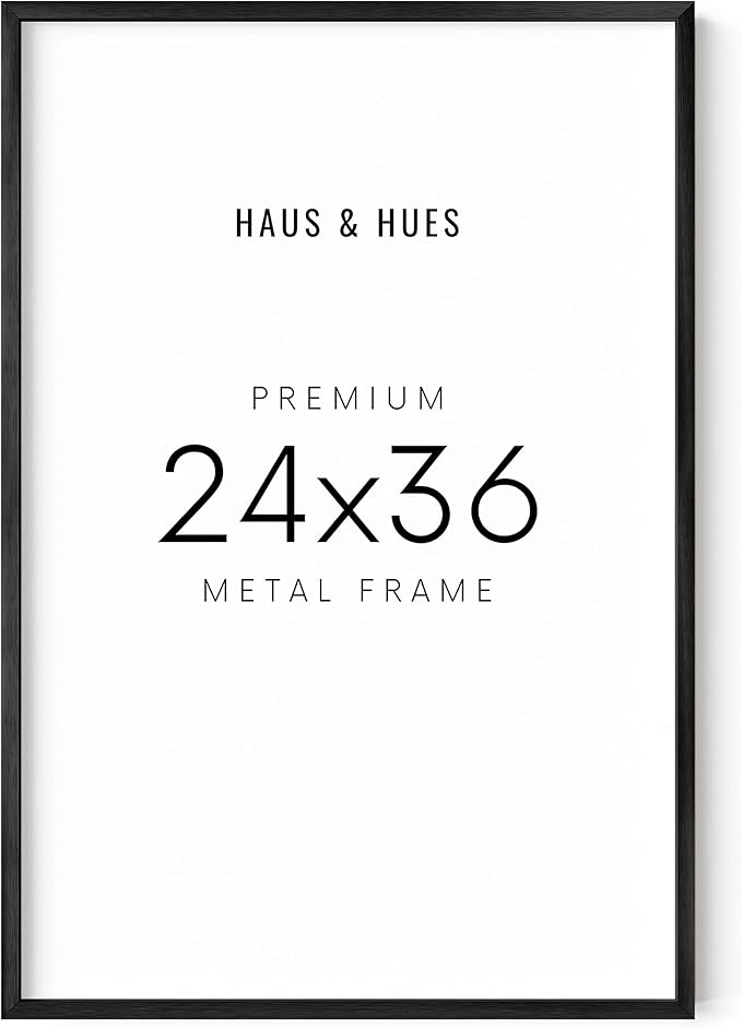 HAUS AND HUES 24x36 Black Metal Picture Frame - Features Premium Aluminum & Hanging Hardware, Shatterproof Plexiglass - Ideal for Home, Room, Office (24x36 in, Black, Set of 1)