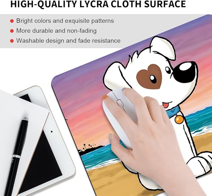 White Dog Texture Mouse pad, Square Waterproof and Anti Slip Mouse pad for Office laptops