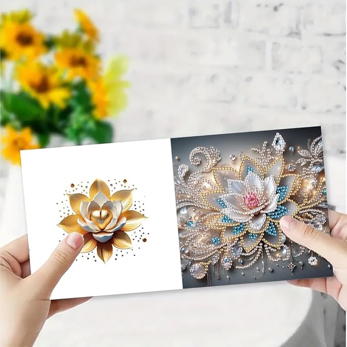 Ceitura 6Pcs DIY Diamond Art Painting Crafts Rhinestone Painting Greeting Card Making Kit Postcard for Holiday Christmas New Year Party Favors (Mandala Flower)