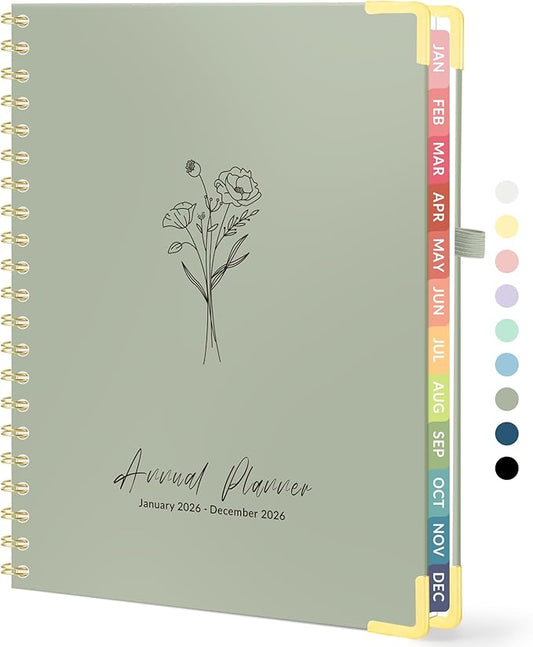 2026 Planner, Forvencer Calendar Planner Weekly and Monthly, Jan 2026-Dec 2026, 8.5" X 11", Hardcover Agenda Book, Daily Journal Organizer with Inner Pocket, Notebook Office School, A4, Poppy Bouquet