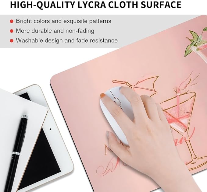 Bikinis & Martinis Texture Mouse pad, Square Waterproof and Anti Slip Mouse pad for Office laptops