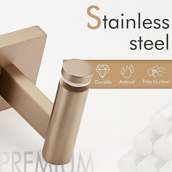 KOKOSIRI Wall Shelves Bathroom Hardware Glass Floating Shelf 12-Inch for Bedroom, Living Room, Kitchen, Hanging Rack Champagne Bronze B1105CPG-L12
