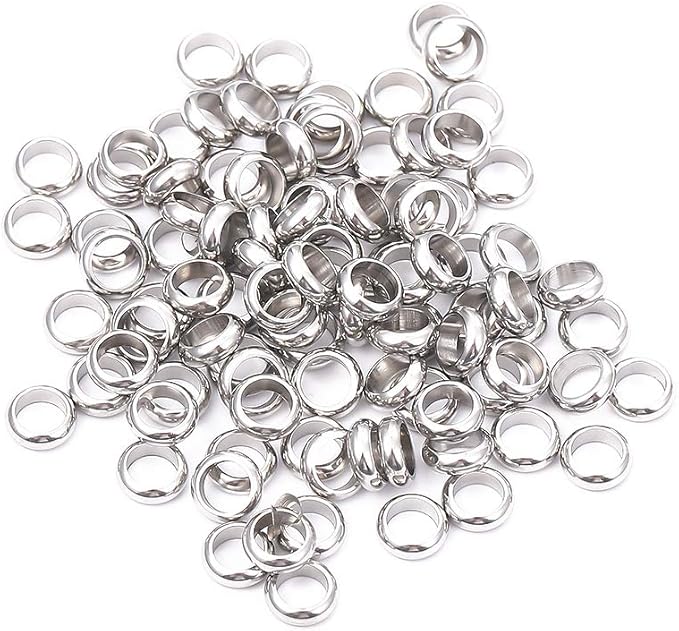 Stainless Steel Spacer Beads 2.5x1mm Rondelle Loose Charm Caps Beads for DIY Jewelry Making 100pcs with 1.5mm Hole