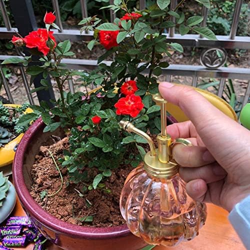 Vintage Style Glass Pumpkin Bottle Sprayer Watering Can Plant Mister with Brass Sprayer Head (Pink) - Image 6