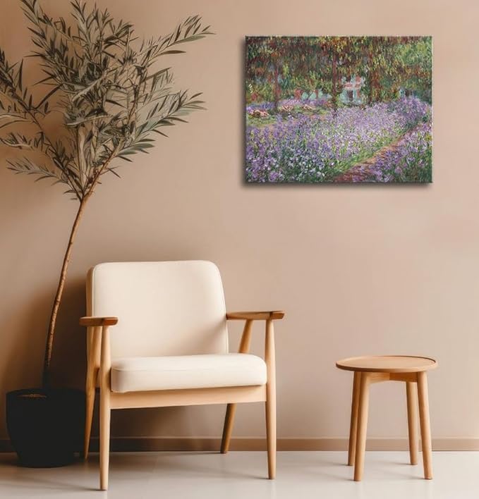 weiyiart Irises in Monet's Garden Canvas Wall Art,1900 by Claude Monet Painting Impressionism Art Print Picture Artwork for Living Room Bedroom Home Kitchen Decorations