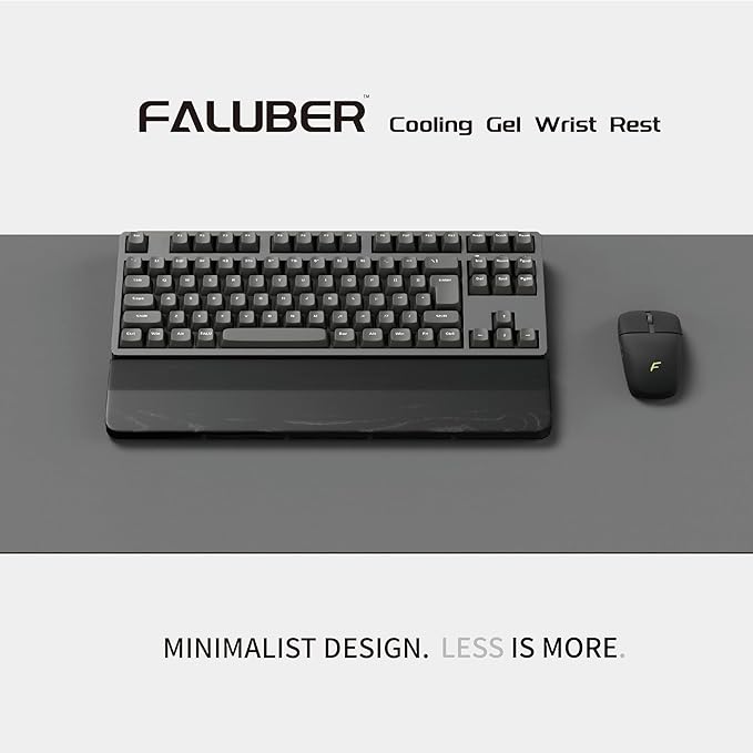 Faluber Wooden Wrist Rest Black Lacquered, 14.2-inch Length and 20mm Thickness for Tenkeyless Keyboard, Ergonomic Palm Rest for Mechanical Keyboard, Stain Resistant (Tenkeyless-360mm, Black Lacquered)