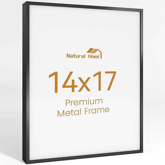 14x17 Aluminum Metal Picture Frame,Tempered Glass Black Photo Frame 14x17 for Family Photo,Posters,Art,Document to Wall Mount Horizontally or Vertically