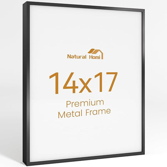 14x17 Aluminum Metal Picture Frame,Tempered Glass Black Photo Frame 14x17 for Family Photo,Posters,Art,Document to Wall Mount Horizontally or Vertically