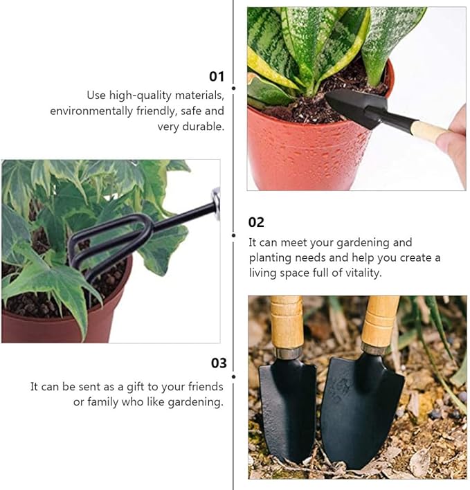 10pcs Succulent Gardening Tool Set for Miniature Planting and Bonsai with Wooden Handles, Indoor Potting Hand Tools Kit for Transplanting Flowers and Cactus